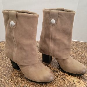 Vince Camuto Folded Over Leather Heeled Booties